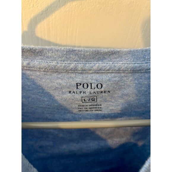 Polo Ralph Lauren Men’s V-Neck T-Shirt Blue Heather Short Sleeve Pony Size L - Picture 2 of 2